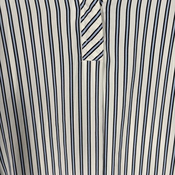 H&M‎ Blouse Womens 6 Small White Blue Striped Tunic Popover Shirt Career Office - Picture 4 of 11